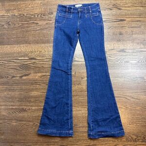 Free People Penny Pull On Flare Jeans Womens 27 Dark Wash Blue Low Rise